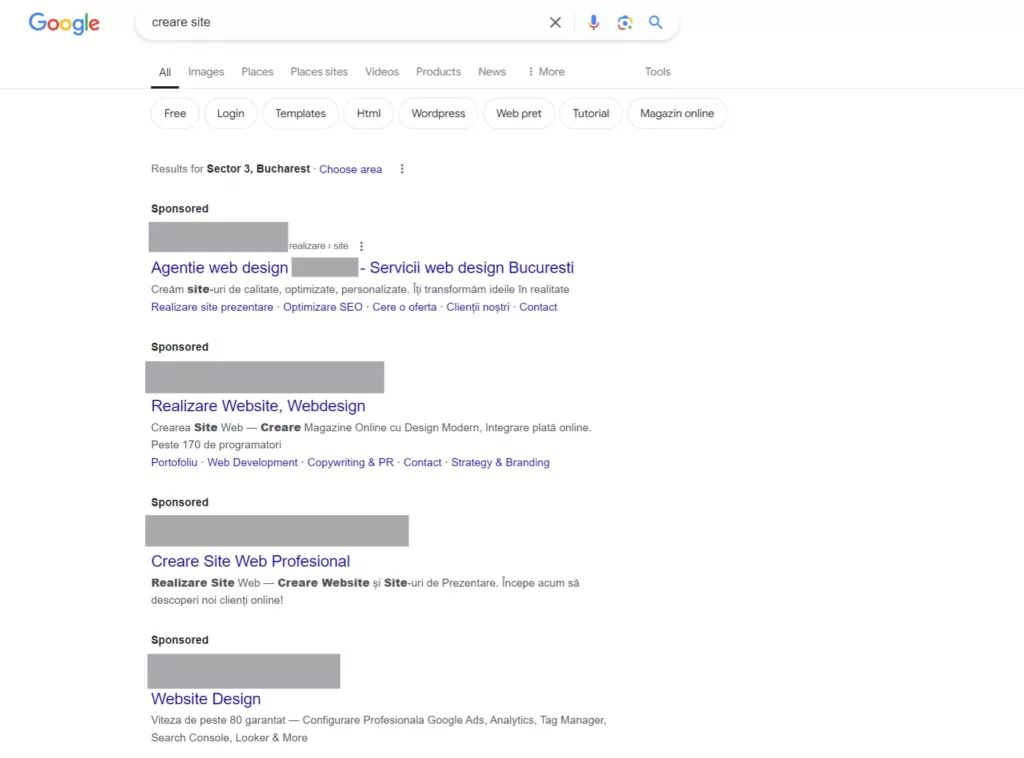 firma de web design reclame pe google