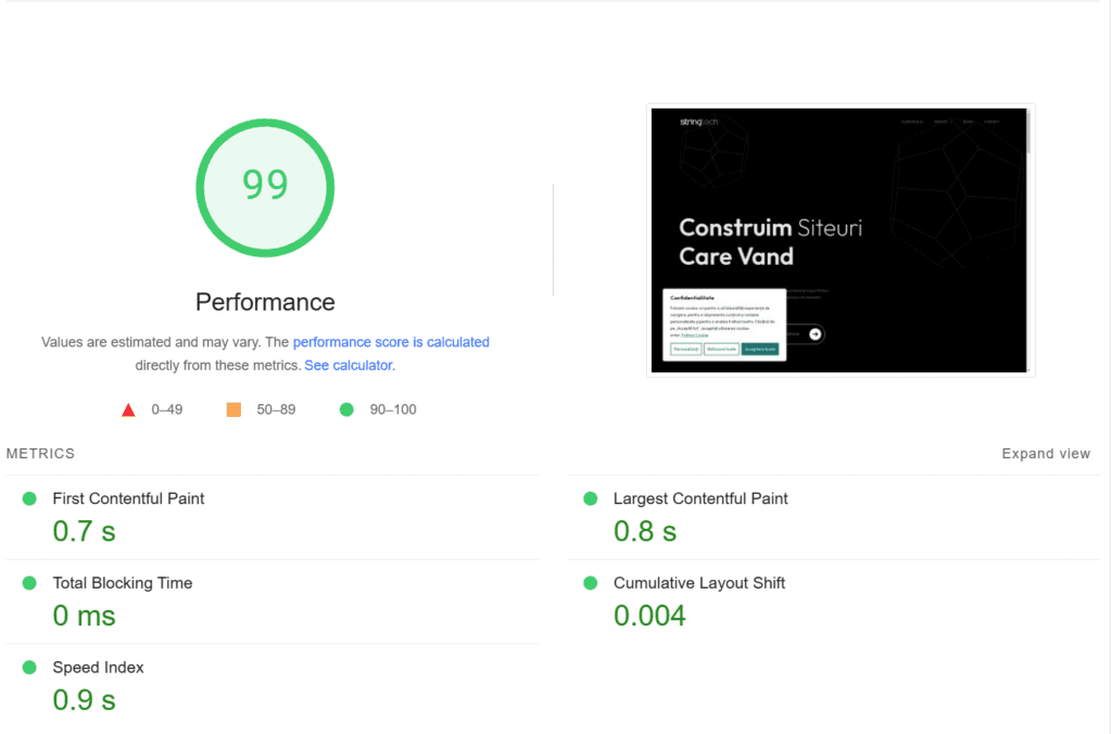google page speed pentru stringtech.ro
